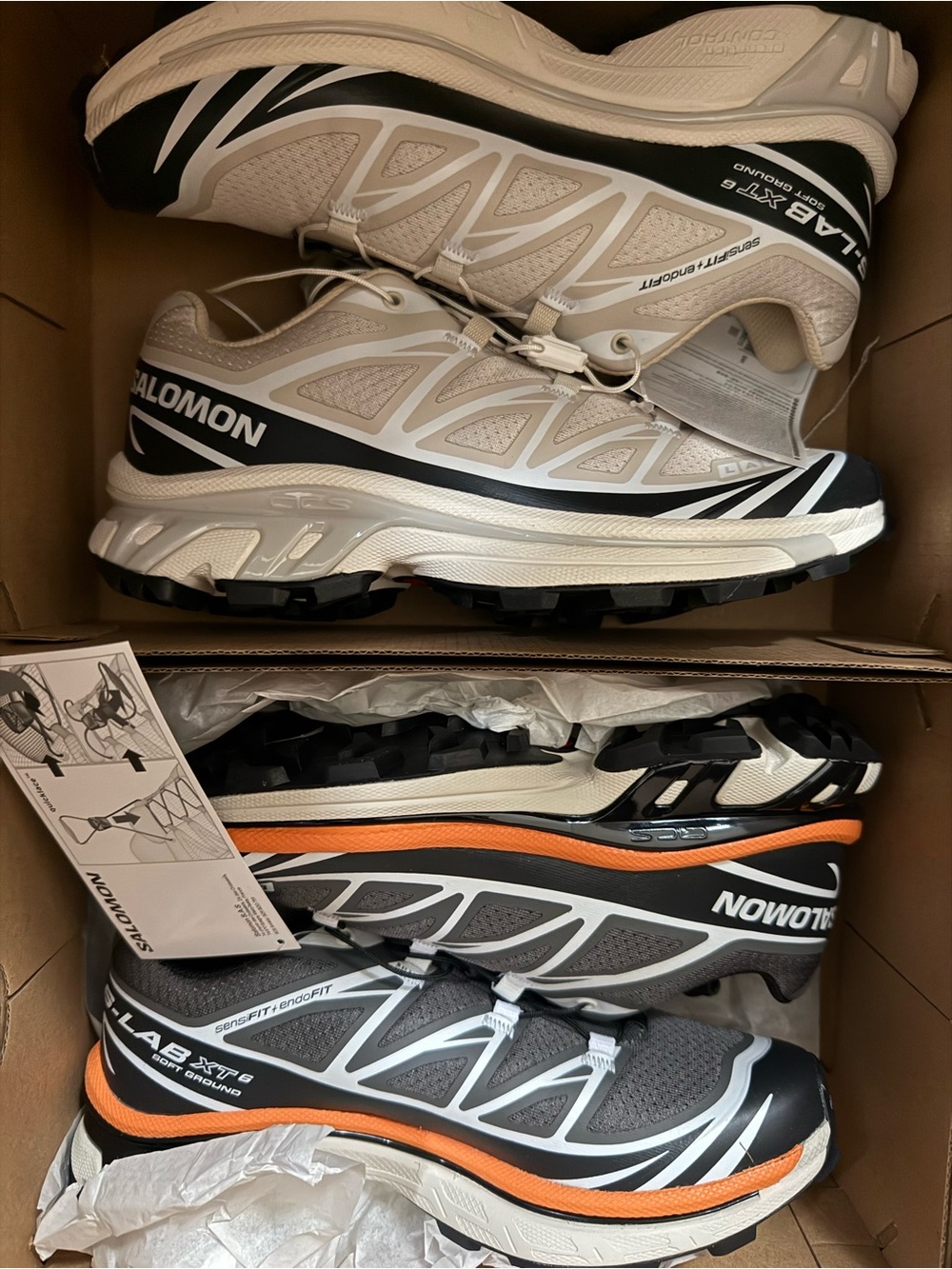 Salomon unisex XT-6 Trail Sneakers in Beige, Black & Orange